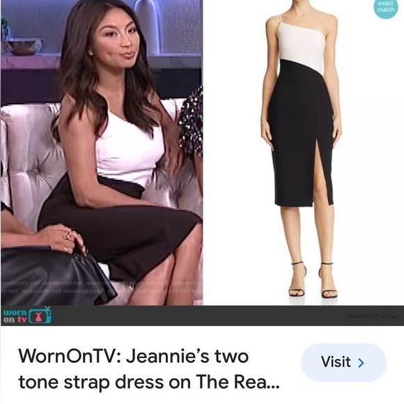 NWT,Likely, Sleek,Black & Ivory One-Shoulder Asymmetrical Sheath Dress, Size 6 - Picture 2 of 11